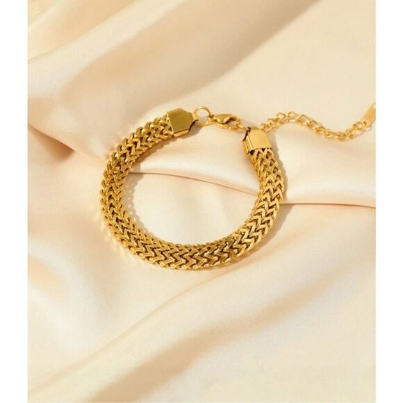 Double Wheat Chain Necklace Bracelet Set - Picture 5 of 11